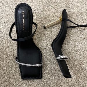 Good American Black and Gold Women's Heels size 12 chic girly party